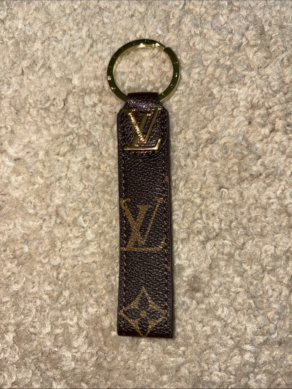 Inspired Brown Key Holder with Gold Ring